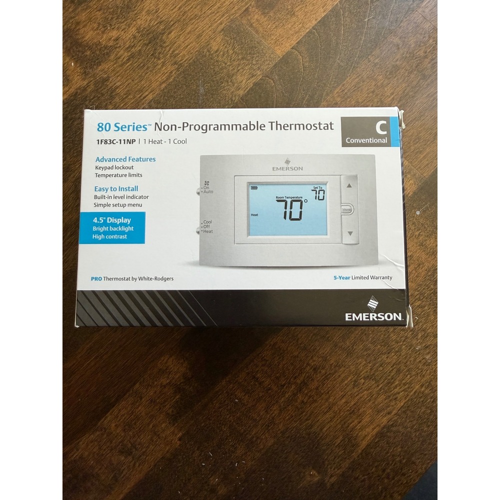 Emerson 80 Series Non-Programmable Thermostat 1F83C-11NP White 1H/1C NEW